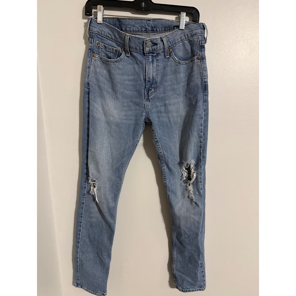 Levis 510 Skinny Fit Distressed Ripped Jeans Light Wash Blue W30 L30 Womens